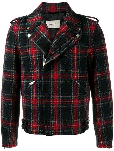 gucci tartan biker jacket|gucci wrap leather jacket.